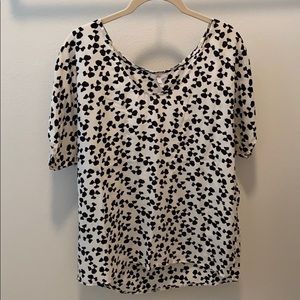 Joie black and white silk blouse